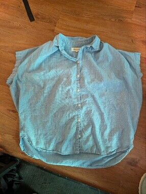 Madewell Light Blue Button-Front Denim Top